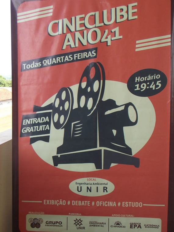 Cartaz do Cineclube Ano 41: sessões todas as quartas-feiras, às 19h45, com entrada gratuita, na UNIR.